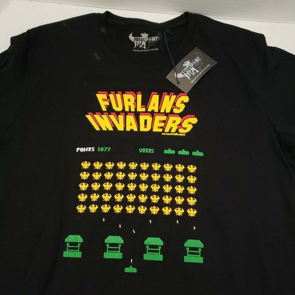 Friul Point Tee T Shirt Mens Black Graphic FURLANS INVADERS Computer XL L NWT - Picture 3 of 12